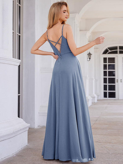 ever PAIGE|Elegant A-Line Applique Waist Sleeveless Bridesmaid Dress with V-Neck