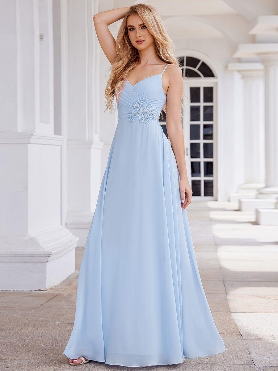 ever PAIGE|Elegant A-Line Applique Waist Sleeveless Bridesmaid Dress with V-Neck
