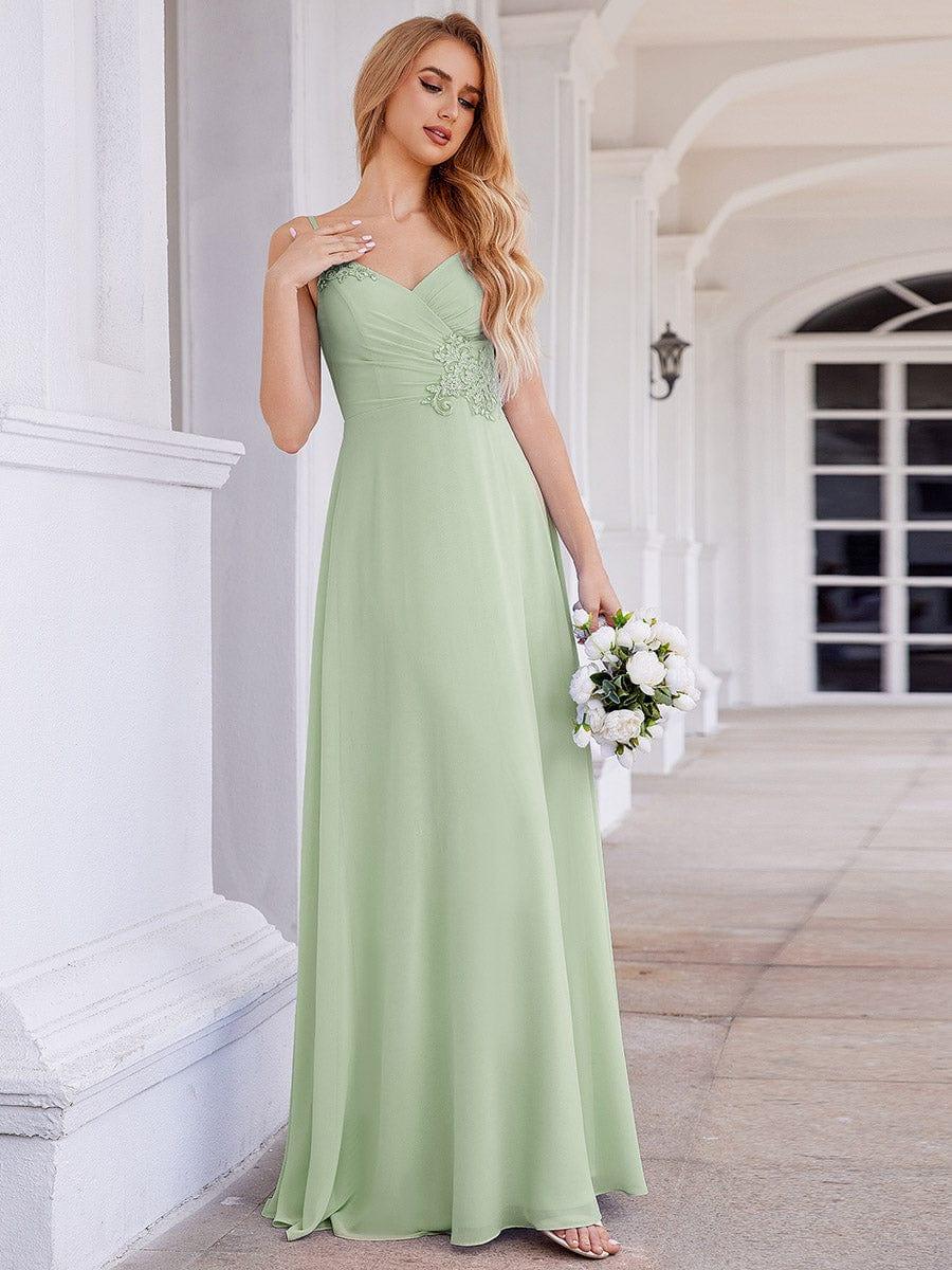 ever PAIGE|Elegant A-Line Applique Waist Sleeveless Bridesmaid Dress with V-Neck
