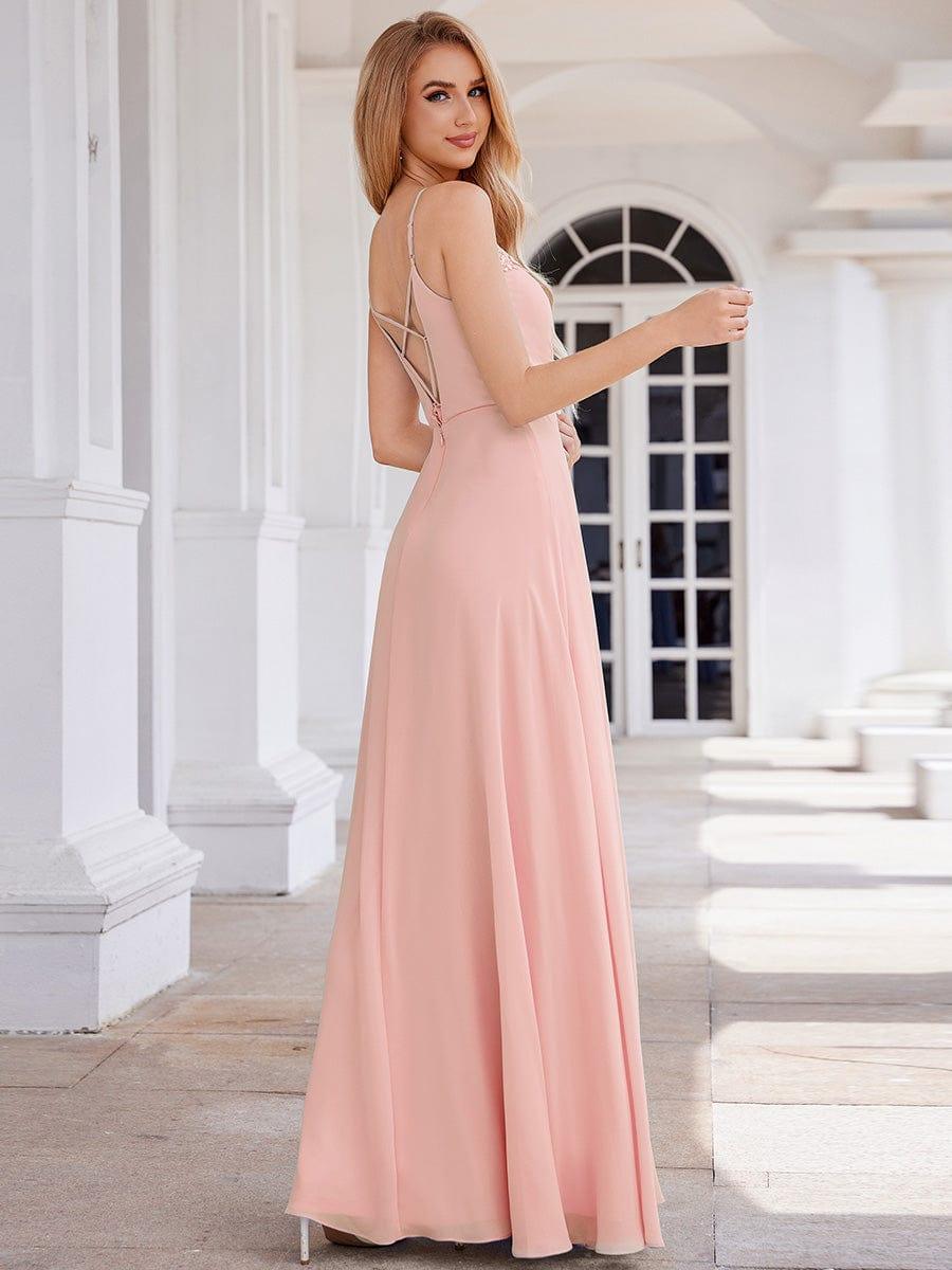 ever PAIGE|Elegant A-Line Applique Waist Sleeveless Bridesmaid Dress with V-Neck