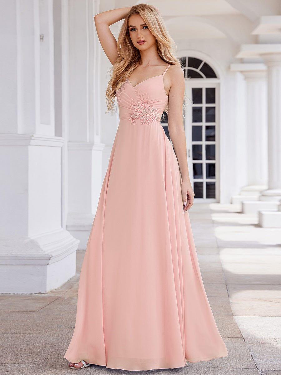 ever PAIGE|Elegant A-Line Applique Waist Sleeveless Bridesmaid Dress with V-Neck