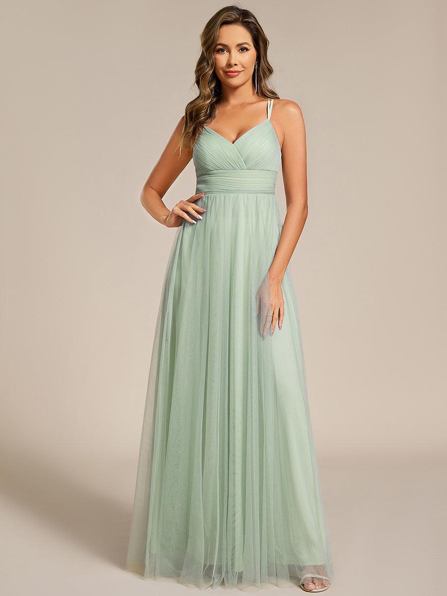 ever JAYCEE|Chic Lace Sheer Back and Cross Straps V-Neck Sleeveless Bridesmaid Dress