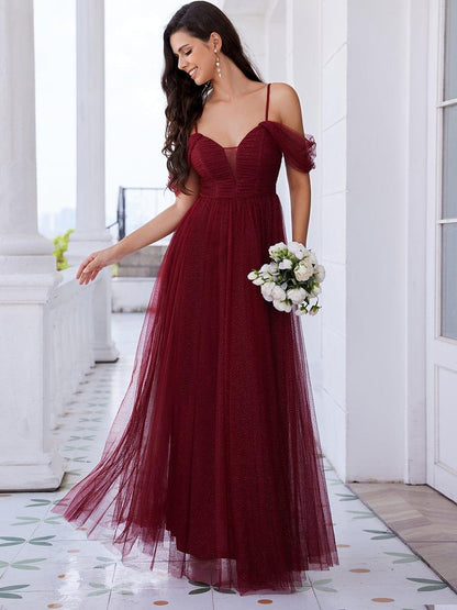 ever RYLIE|Spaghetti Strap Backless Sweetheart A-Line Tulle Bridesmaid Dress