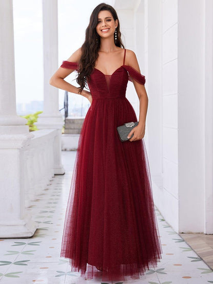 ever RYLIE|Spaghetti Strap Backless Sweetheart A-Line Tulle Bridesmaid Dress