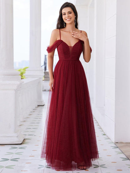 ever RYLIE|Spaghetti Strap Backless Sweetheart A-Line Tulle Bridesmaid Dress