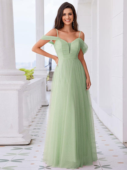 ever RYLIE|Spaghetti Strap Backless Sweetheart A-Line Tulle Bridesmaid Dress