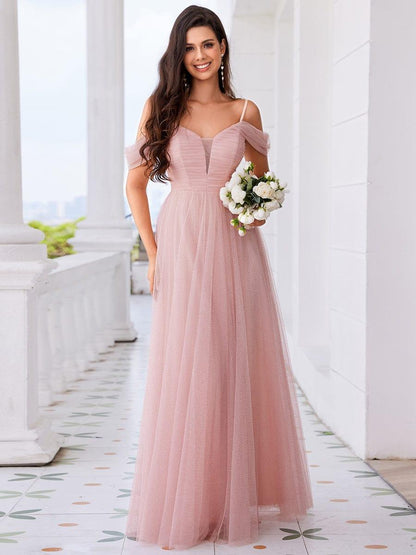 ever RYLIE|Spaghetti Strap Backless Sweetheart A-Line Tulle Bridesmaid Dress