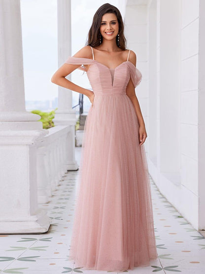 ever RYLIE|Spaghetti Strap Backless Sweetheart A-Line Tulle Bridesmaid Dress