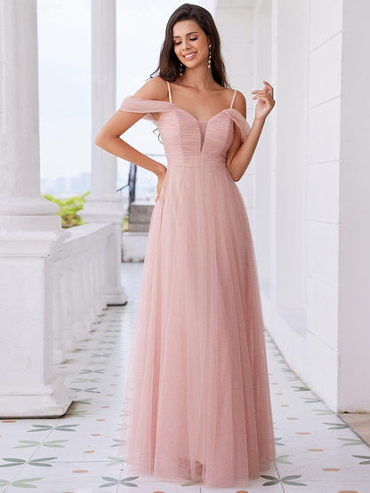 ever RYLIE|Spaghetti Strap Backless Sweetheart A-Line Tulle Bridesmaid Dress