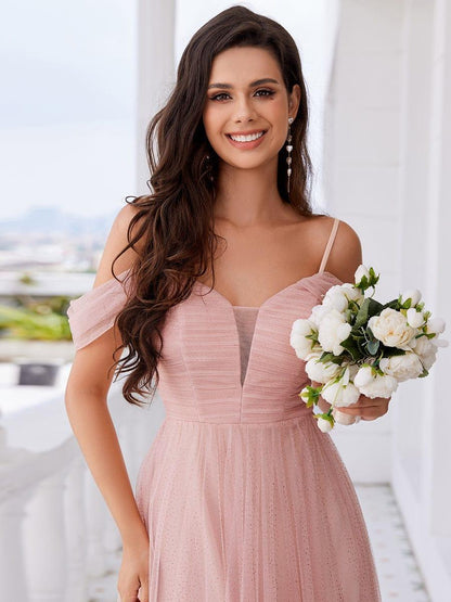 ever RYLIE|Spaghetti Strap Backless Sweetheart A-Line Tulle Bridesmaid Dress