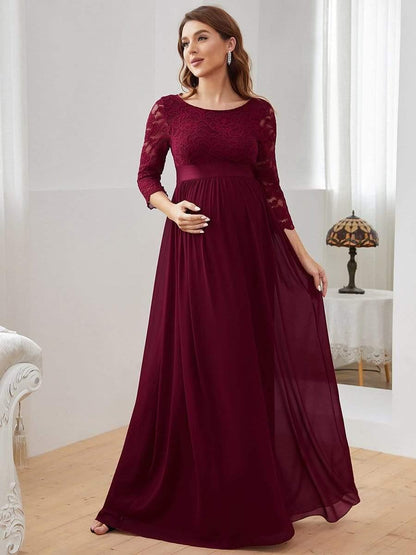 ever KALANI|Sweetheart 3/4 Sleeve Floor-Length Lace Maternity Dress