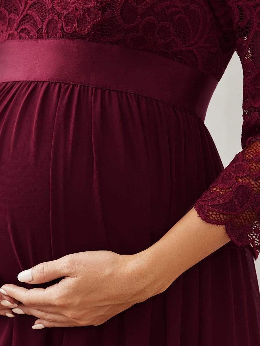 ever KALANI|Sweetheart 3/4 Sleeve Floor-Length Lace Maternity Dress