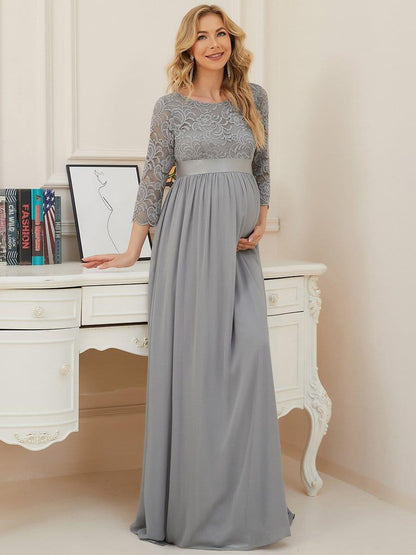 ever KALANI|Sweetheart 3/4 Sleeve Floor-Length Lace Maternity Dress