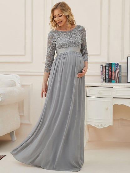 ever KALANI|Sweetheart 3/4 Sleeve Floor-Length Lace Maternity Dress
