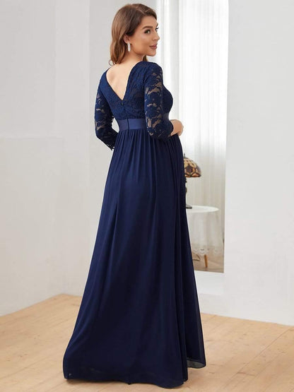 ever KALANI|Sweetheart 3/4 Sleeve Floor-Length Lace Maternity Dress