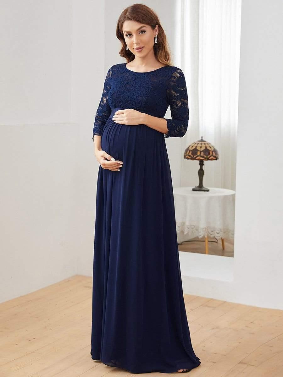 ever KALANI|Sweetheart 3/4 Sleeve Floor-Length Lace Maternity Dress