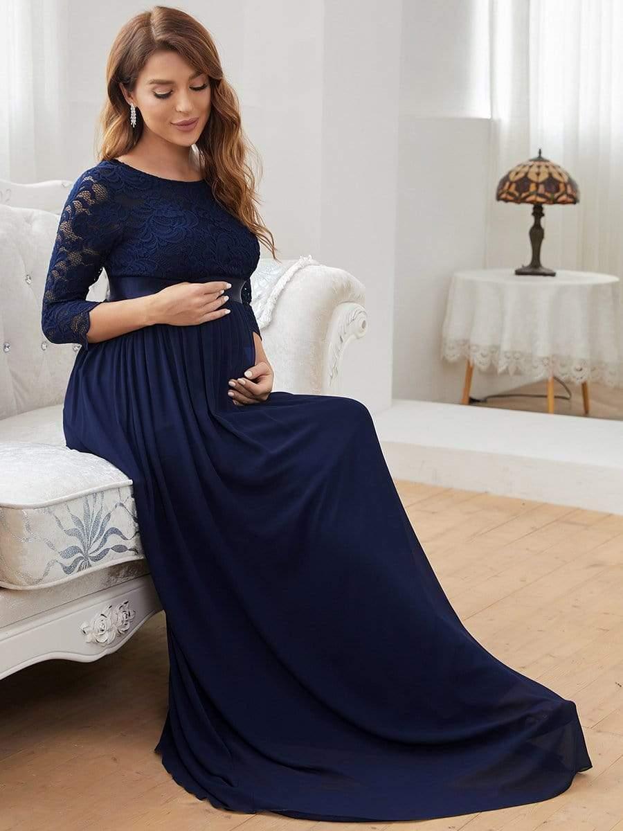 ever KALANI|Sweetheart 3/4 Sleeve Floor-Length Lace Maternity Dress
