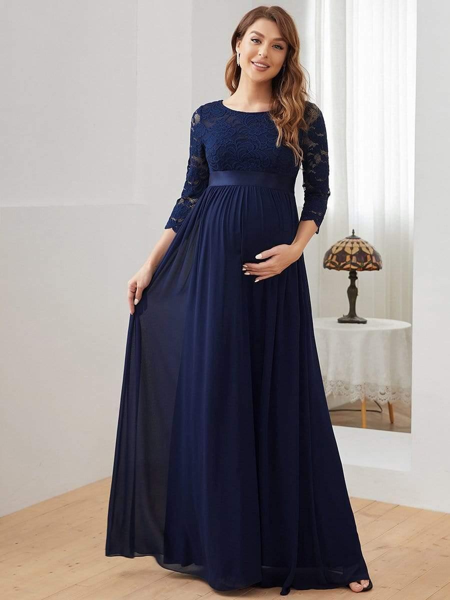 ever KALANI|Sweetheart 3/4 Sleeve Floor-Length Lace Maternity Dress