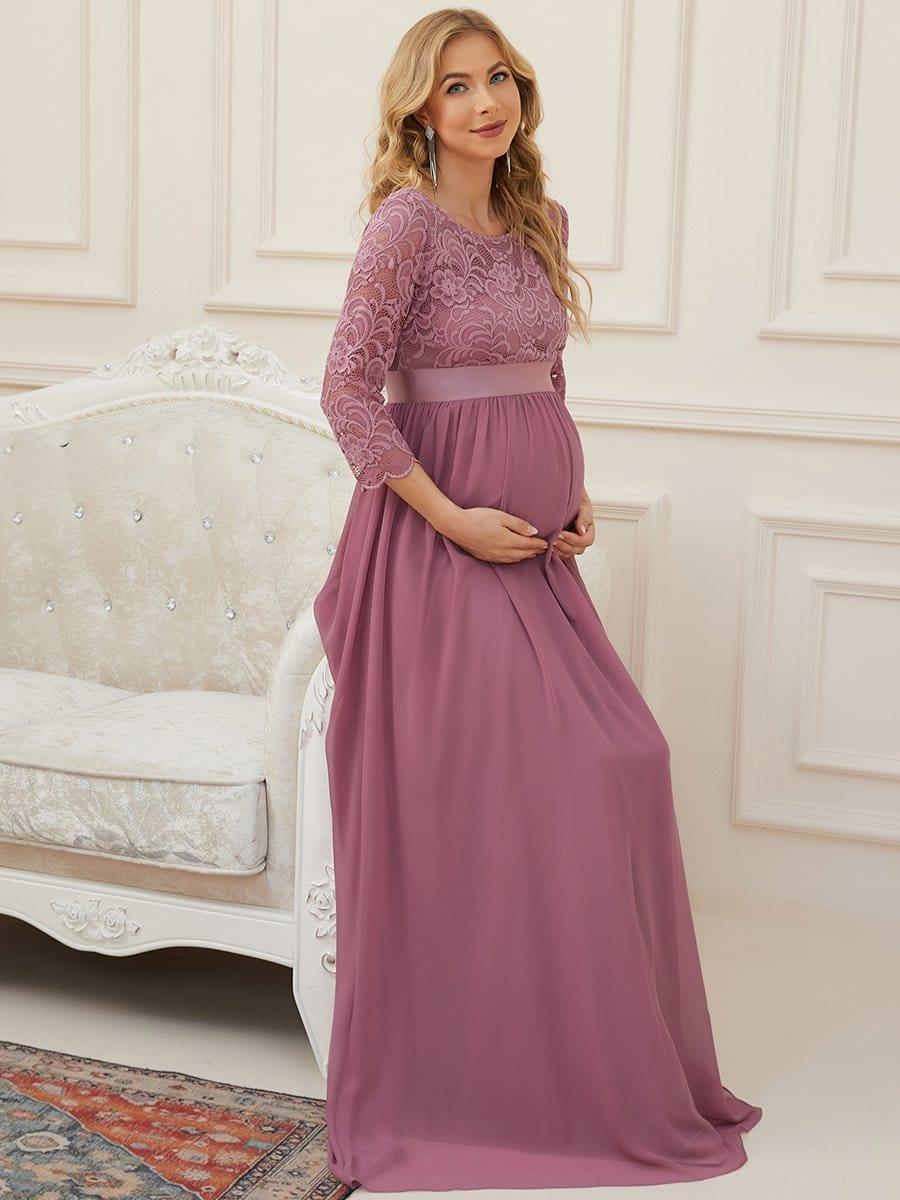 ever KALANI|Sweetheart 3/4 Sleeve Floor-Length Lace Maternity Dress