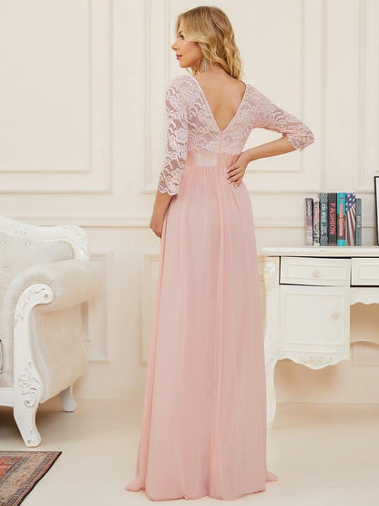 ever KALANI|Sweetheart 3/4 Sleeve Floor-Length Lace Maternity Dress