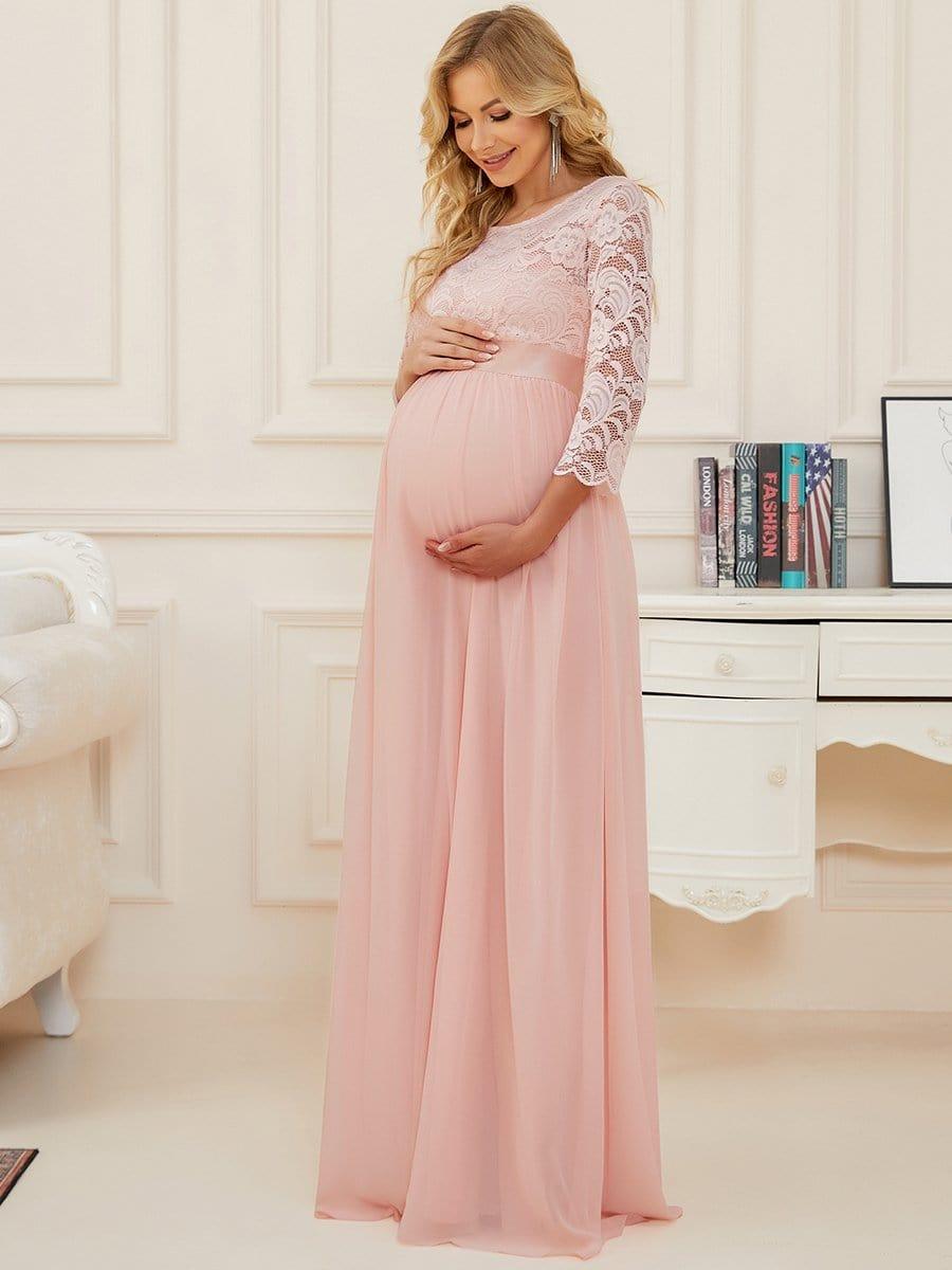 ever KALANI|Sweetheart 3/4 Sleeve Floor-Length Lace Maternity Dress