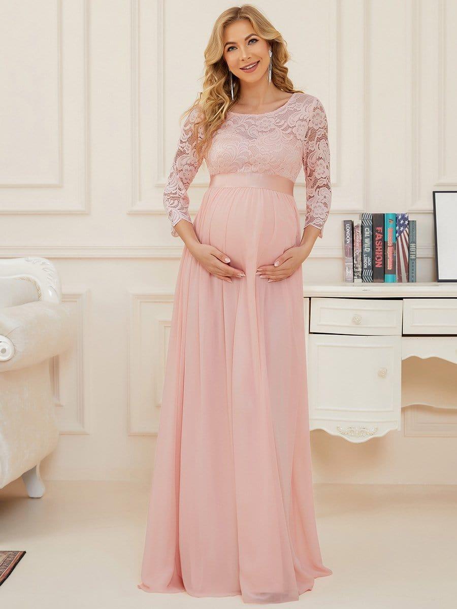 ever KALANI|Sweetheart 3/4 Sleeve Floor-Length Lace Maternity Dress