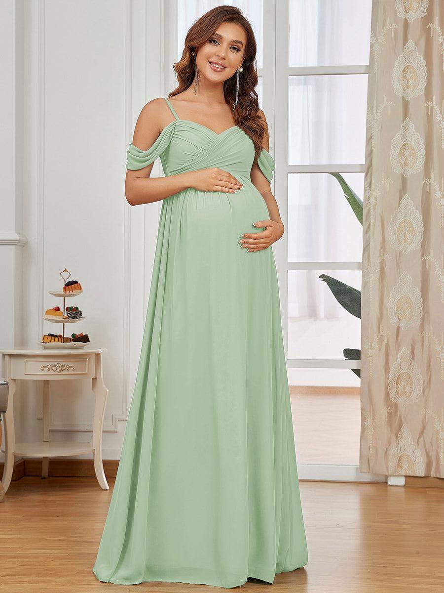 Off-Shoulder Spaghetti Strap A-Line Maternity Dress