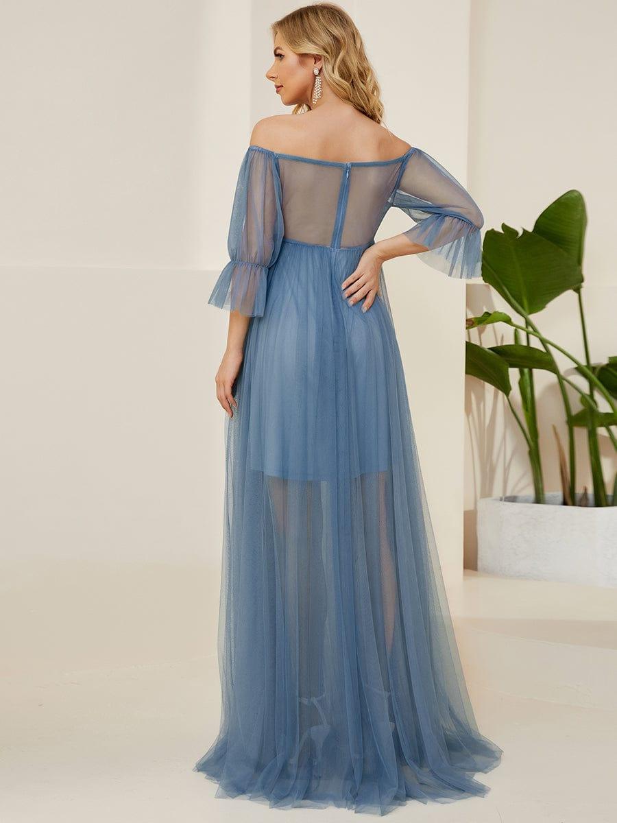 ever CELIA|Sheer Off-Shoulder Double Skirt Maxi Maternity Dress