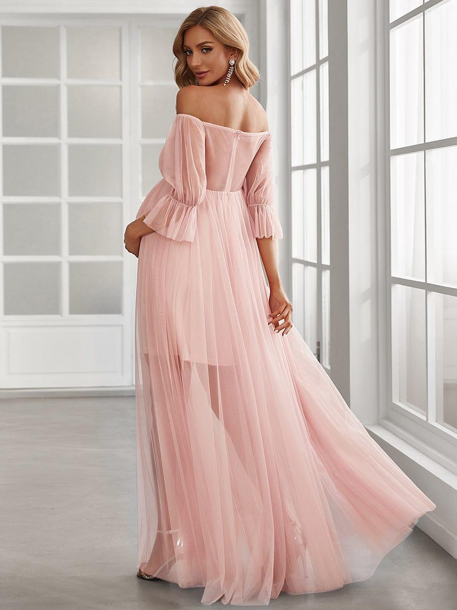 ever CELIA|Sheer Off-Shoulder Double Skirt Maxi Maternity Dress