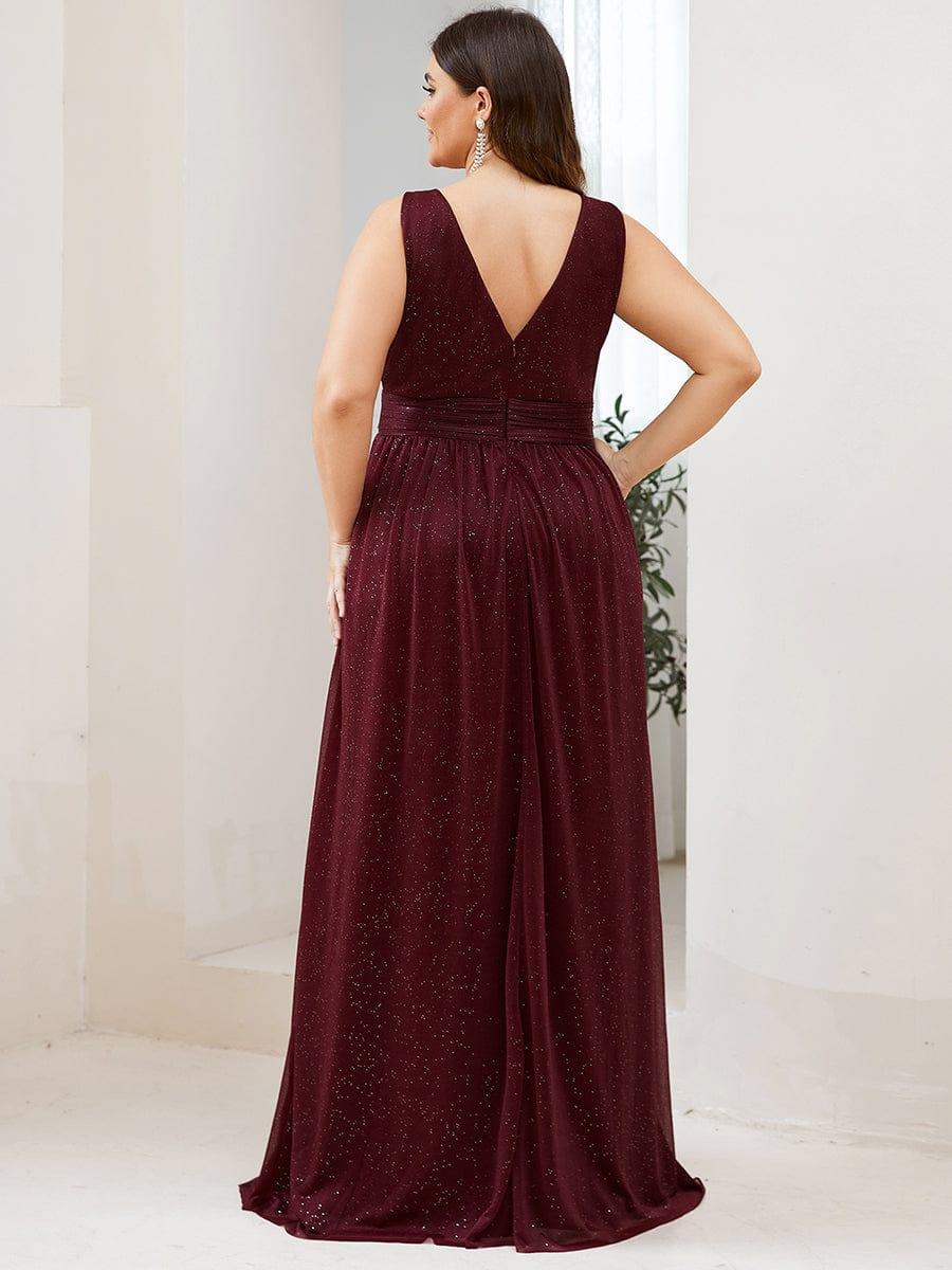 ever STERLING|Double V Neck Floor Length Sparkly Evening Dresses for Party