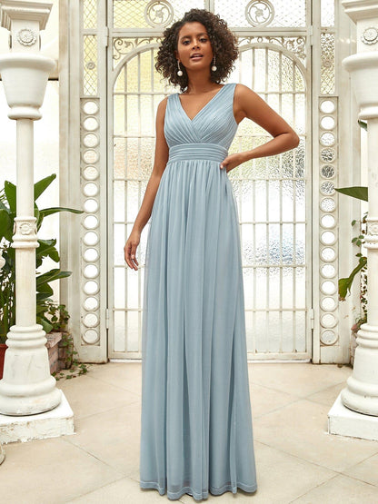 ever STERLING|Double V Neck Floor Length Sparkly Evening Dresses for Party