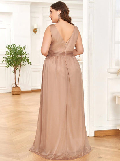 ever STERLING|Double V Neck Floor Length Sparkly Evening Dresses for Party
