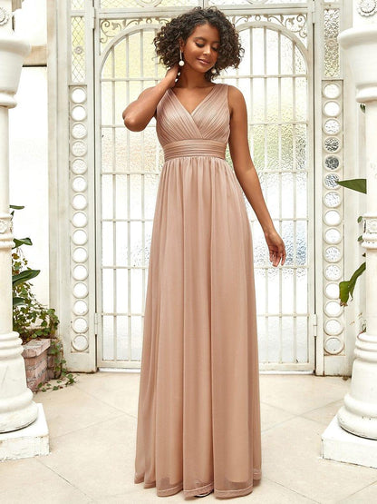 ever STERLING|Double V Neck Floor Length Sparkly Evening Dresses for Party