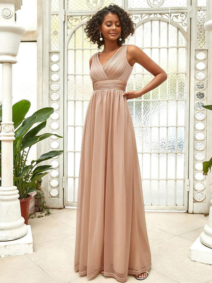 ever STERLING|Double V Neck Floor Length Sparkly Evening Dresses for Party