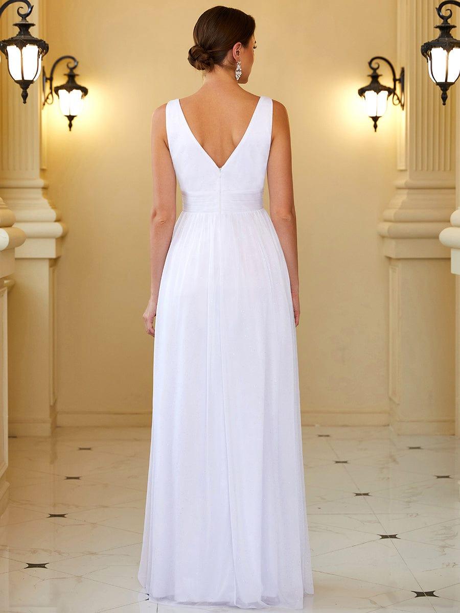 ever STERLING|Double V Neck Floor Length Sparkly Evening Dresses for Party