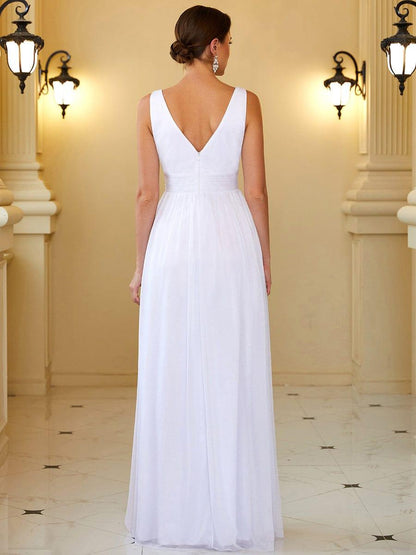 ever STERLING|Double V Neck Floor Length Sparkly Evening Dresses for Party