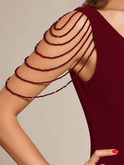 Sleeveless with Chain Bodycon Mermaid High Slit Formal Evening Dress