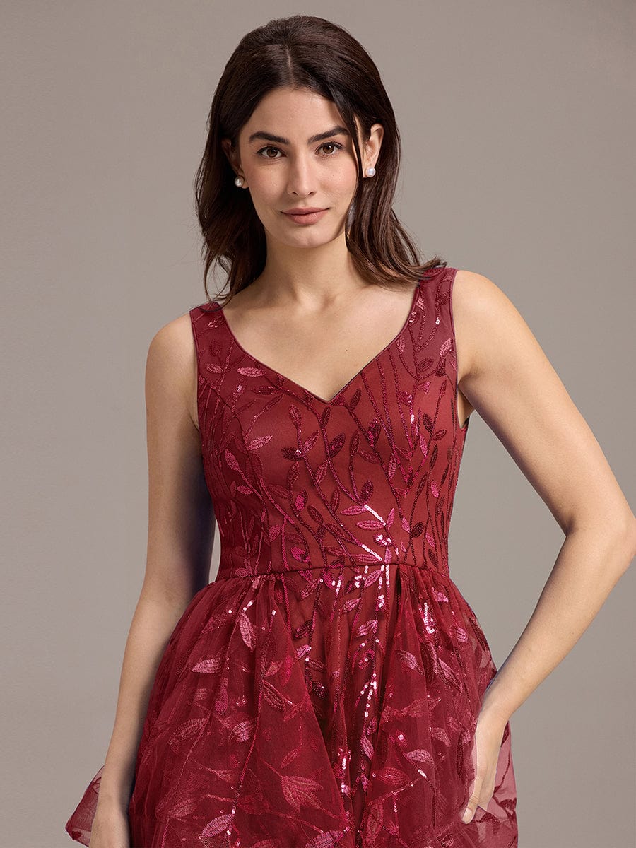 ever TOMMI|Double V-Neck A-Line Layered Sequin Formal Dress