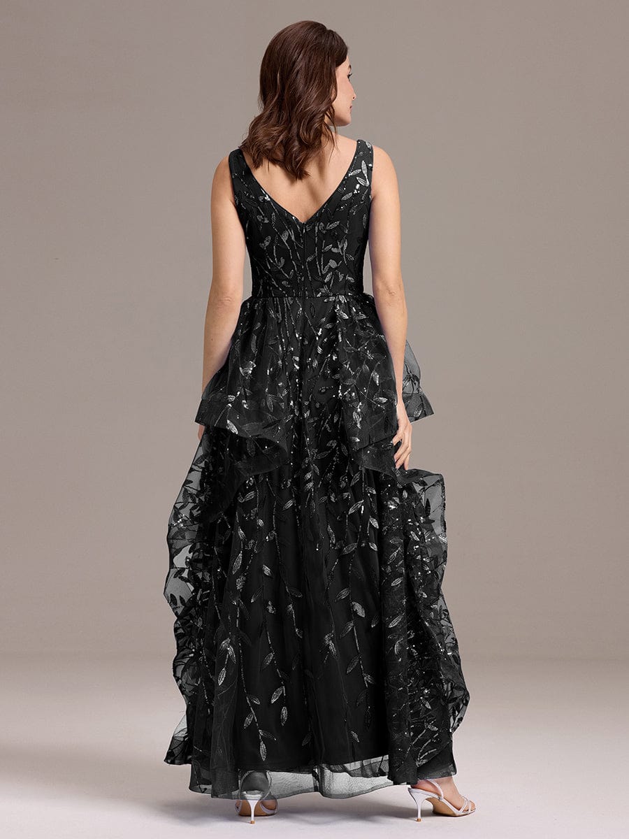 ever TOMMI|Double V-Neck A-Line Layered Sequin Formal Dress