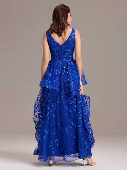 ever TOMMI|Double V-Neck A-Line Layered Sequin Formal Dress