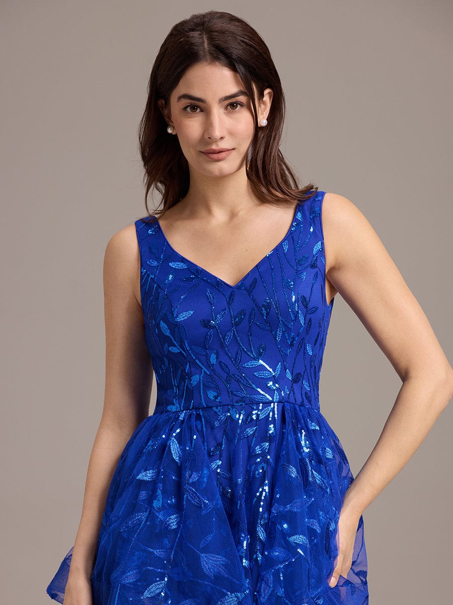 ever TOMMI|Double V-Neck A-Line Layered Sequin Formal Dress