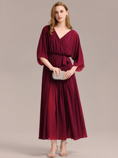 ever ELINA|Slit Chiffon Tie-Front Formal Dress
