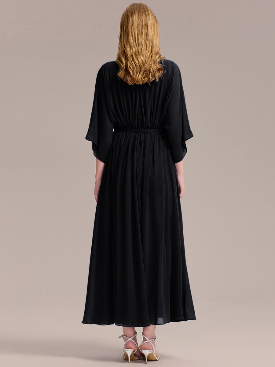 ever ELINA|Slit Chiffon Tie-Front Formal Dress