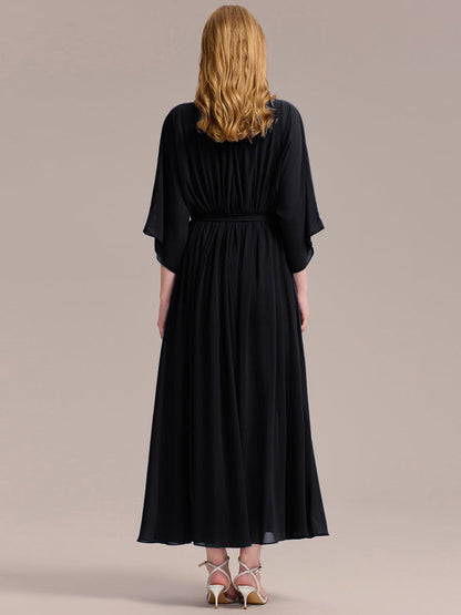 ever ELINA|Slit Chiffon Tie-Front Formal Dress