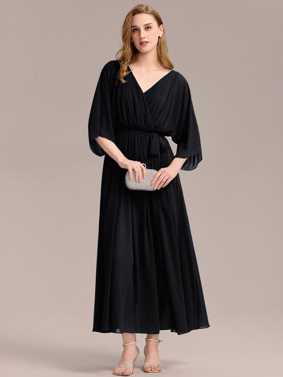 ever ELINA|Slit Chiffon Tie-Front Formal Dress