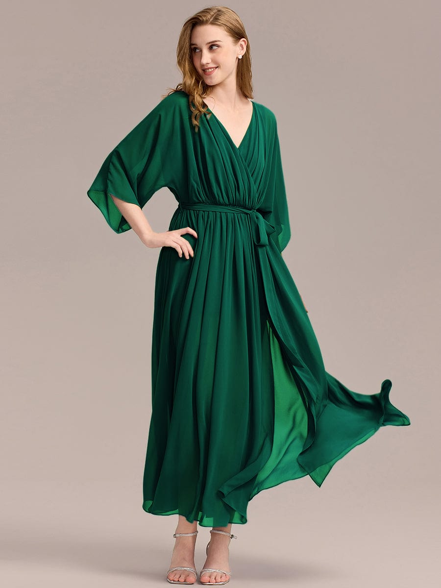 ever ELINA|Slit Chiffon Tie-Front Formal Dress