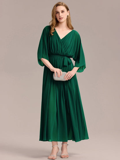 ever ELINA|Slit Chiffon Tie-Front Formal Dress