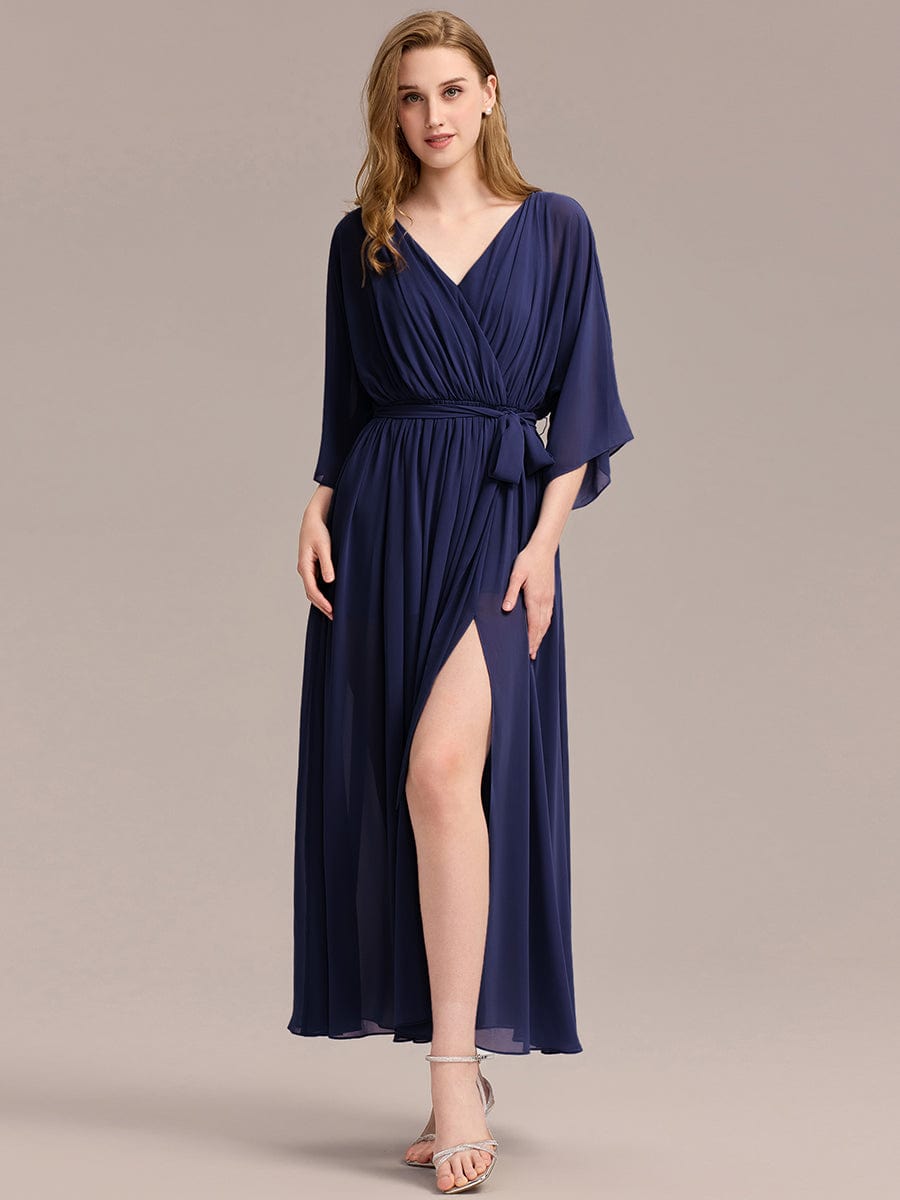 ever ELINA|Slit Chiffon Tie-Front Formal Dress