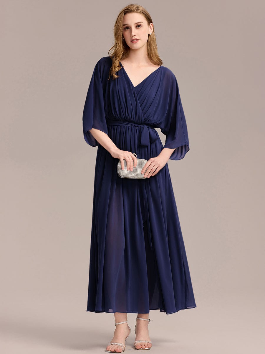 ever ELINA|Slit Chiffon Tie-Front Formal Dress