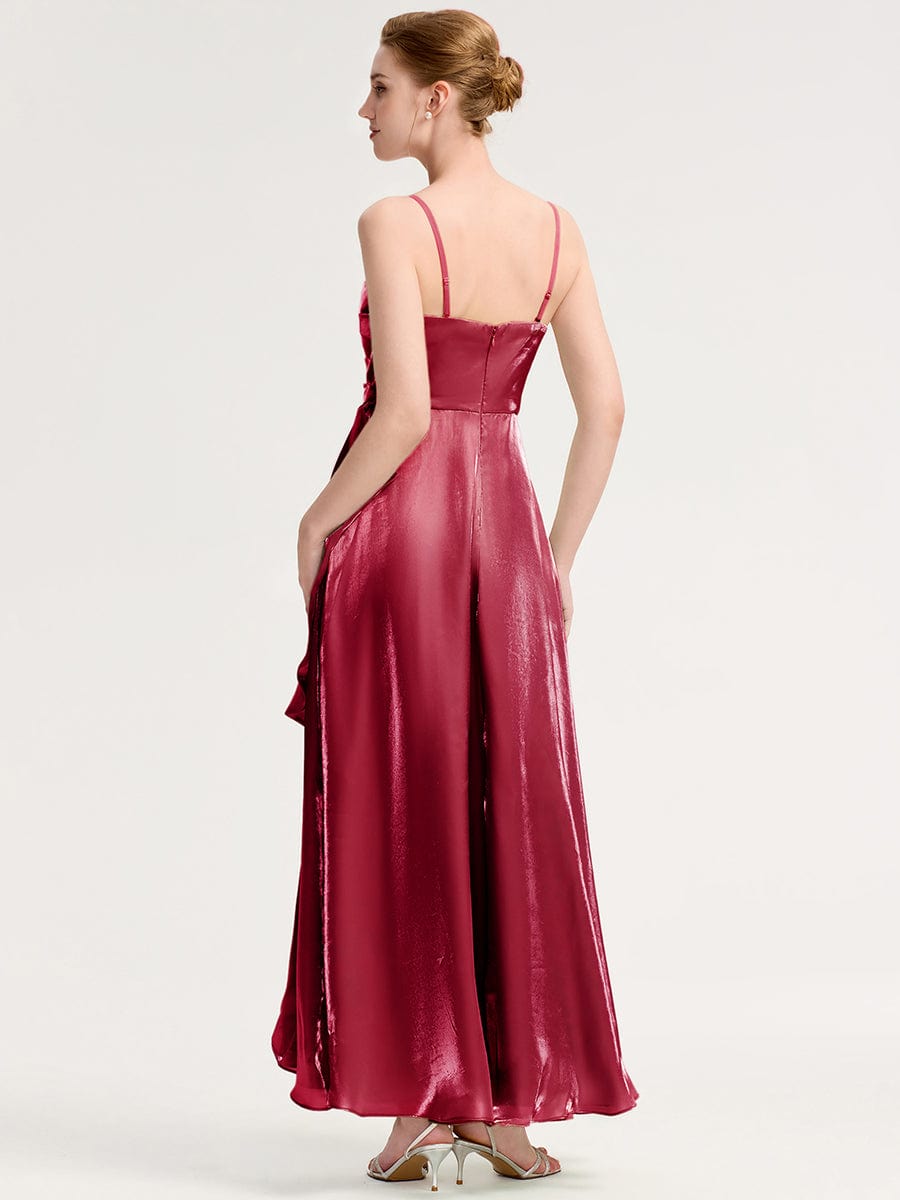 ever VIRELIA|Slit Satin Sleeveless Evening Dress